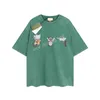 Мужская дизайнерская футболка Gu Винтажные ретро-стиранные рубашки Футболки люксового бренда Женская футболка с коротким рукавом Летние повседневные футболки Уличная одежда Топы Одежда различных цветов-36