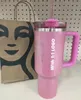 Amerikaanse voorraad Waterflessen winter Roze Starbucccks H2.0 40OZ Mokken Cosmo Pink Parade Tumblers Auto Cups Target Red Flamingo Koffie Valentijnsdag Cadeau Sparkle 1:1 Logo A0116