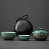 Teegeschirr-Sets, Keramik-Gongfu-Reisetee-Set – wunderschöne chinesische Teekanne mit 2 Tassen, tragbarer Tragetasche
