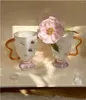 ワイングラス韓国スタイルのクリエイティブパールネックレスジェムストーンマグ家庭用耐熱ガラスウォーターカップカラフルなかわいいギフト
