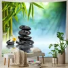 Tapisseries Zen Chambre Intérieur Décoratif Bambou Coulant Vert Bambou Bouddha Méditation Tapisserie Vert Décoration Murale Vert Décor À La Maison