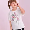 T-shirts Personalised Girls T-shirt Custom Initial with Name Clothes Girls Bitthday Party Short Sleeve Tops Shirt Kids Tee Fashion Outfit H240508