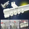 White Bendable Aluminum Window Curtain Rod Flexible Curved Rail Track Poles BJ