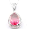 10Pcs Luckyshine 3 Color Optional Women Wedding Party Jewelry Tourmaline Gems Silver Vintage Necklaces Pendants With Chain Sh2237