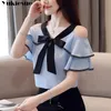 off shoulder top summer short sleeve shirt blouse for women blusas womens tops and blouses chiffon shirts 240131