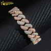 Shining smycken Hip Hop Halsband 13mm 15mm Rose Gold Two Tone Iced Out VVS Moissanite Diamond Cuban Link Armband