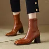 Buty Klasyczna kostka dla kobiet 2024 jesień zima oryginalne buty skórzane kobiety biuro dama retro
