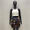 Saias carnaval maquiagem bola falso pena mini saia desempenho traje mulheres roupas de luxo y2k streetwear vestidos