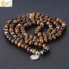 Bransoletki CSJA 108 Chakra Natural Gem Stone Tiger Eye Homme bransoletki japamala 8mm mala koraliki owinięte briewki Mężczyzn Meditation Biżuteria F411