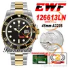 EWF V2 41 mm A3235 Reloj automático para hombre 126613 Bisel de cerámica dorado en dos tonos Esfera negra Pulsera de acero 904L Mejor versión Misma tarjeta de garantía en serie Timezonewatch EWb2