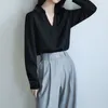 Blouses Femmes Gidyq Femmes Chemises en mousseline de soie noire Mode coréenne Femme Lâche Manches longues Tops Casual Streetwear All Match Chic Blouse