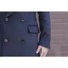 Mens Suit Navy Tailored Collar Medium Length Formal Bussiness Jacket Retro Tooling Thickening 240113