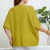 Plusowe damskie damskie śrubowe szyję Patchwork Solid Kolor Tops Tee luźne swobodne kobiety letnia bluzka