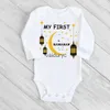 Rompers My First Ramadan Newborn Baby Bodysuit Infant Eid Long Sleeve Baby Jumpsuit Eid Boy Girl Ramadan Clothes Islamic Muslim Outfits H240508