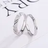 Cluster-Ringe, originelles Design, Sterling-925er-Silber-Paarring mit Schnitzerei, einfache Geschenkidee für Freund oder Freundin