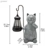 Gräsmatta lampor Solar Animal Lamp Harts Mini Statue Cat Outdoor Lantern Solar Little Cat Lamp Garden Ornament Light For Yard Balcony Pathway YQ240116