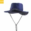 Berets Pure Color Cotton -Shade Fisherman Men's Sun UV Protection Broad-Brimmed Outdoor Folding Climbing Hat JDPM