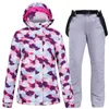 Snowboard-Anzug-Sets für Damen, wasserdicht, winddicht, Outdoor-Bekleidung, Skijacke, Riemen, Schneehose, Winter-Outfit 240116