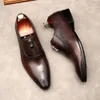 Mäns dragkedja loafers äkta läder retro italiensk designer elegant bekväm bröllop formell affärsklänningskor man