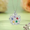 Personlig klöver Lucky Necklace 2-5 Family Names Birthstone Heart Pendants Mothers Day Jewelry Gift for Women Mom Wife 240115