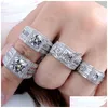 With Side Stones Size 8-13 Jewelry 10Kt White Gold Filled Topaz Gem Men Wedding Simated Engagement Ring Set Gift 56 N2 Drop Delivery Dhmyn