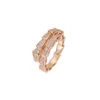 High version v gold 2023 New Narrow Edition S Silver Plated Gold Elastic Opening Full Diamond Snake Shaped Women's Ring