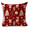 Kudde Red Printed Case4 5x45Office Decor Tree Cover Soffa Winter Snowflake Coushion Cover Bedside Case DF728
