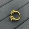 Anel de designer moda dupla cabeça animal anéis de luxo com diamante casal presente temperamento anel aberto ajustável