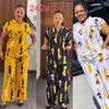 Pants Set Women Blue Straight Trousers Two Piece Set Shirt Tracksuit Set Dashiki African Clothes Summer Top Matching Set 240115