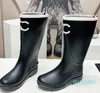 Designer Luxury rain boots lady coco booties boot flat rubber shoes Square Toe Women's Rain Boots Thick Heel Thick Sole Ankle Boots Women's Rubber Boots height