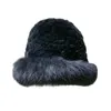 Bérets Chapeau de seau flou Fourrure synthétique Fluffy Faux Pêcheur Chaud Hiver Bonnet en peluche pour la maison par temps froid