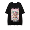 T-shirt Femme American Retro Femmes Hip-Hop Dessin animé Coton imprimé T-shirt à manches courtes Hommes et rue à la mode Topsyolq