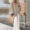 Sparkling Silk Sweater Zipper Cardigan Women Elegant Stand Collar Bishop Sleeve Sweater Coat Autumn Chic Lady Outerwear 240115