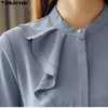 Women Spring Autumn Chiffon Bluses Tops Chiffon Bluses Shirts Ladies Ruffless Blouse Femme Long Sleeve Clothes Blusas 240131