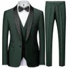 Suit Coat Pants Vest 3 Pcs Set / Fashion Men's Casual Boutique Business Wedding Groom Dress Blazers Jacket Trousers 240116