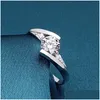 Anillos de pareja 925 anillos de plata esterlina Nuevo alta calidad chapado en oro blanco 1ct diamante suizo para mujeres joyería de boda de lujo 338 N2 gota D Dhfn9