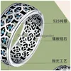 サイドストーン付きBamoer 100％925 Sterling Sire Petals of Love Sweet Clover Blue CZ Finger Rings for Women Engagement Jewelry S925 GIF DH0Q1