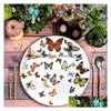 Ceramic Tray Steak Flat Plate Dish Gold Rim Tableware Butterfly Pure White Cake Home Dining Bone China Drop Delivery Dhpkn