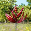 Decorazioni da giardino Girandole a vento Scultura cinetica alimentata in 3D Girevole a 360 gradi in metallo Resistente ai raggi UV Pali di loto Cortile solare