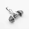 Jewelry fitness dumbbell barbell men's pendant with dumbbell titanium steel necklace in hand grip