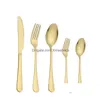 Talheres Conjuntos Gold Sier Aço Inoxidável Food Grade Sierware Talheres Conjunto Utensílios Incluem Faca Garfo Colher Colher De Chá Gg0421 0427 Drop Dh5qv