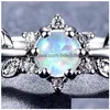 Cluster-Ringe 5 Stück / Los Mutter Geschenk FL Blue Fire Opal Edelsteine 925 Sterling Silber für Frauen Ring Russland Amerikanische Hochzeiten Schmuck 92 Q2 Dr Dheqq