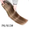 Gerader blonder Echthaar-Einschlagfaden aus brasilianischem Remy-Echthaar, 18–28, Highlight-Ombre-Menschenhaareinschlag #613240115