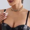 Joyería estilo Instagram, simple, de alta gama, moderna, con incrustaciones de diamantes personalizadas, cadena gruesa de metal hip-hop, collar de moda para mujer