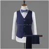 Conjuntos de roupas Crianças Jaqueta Formal Colete Calças Bowtie 4 Pcs Desempenho P Ograph Terno Meninos Vestido de Noiva Cavalheiro Crianças Cerimônia Cos Dhjpf