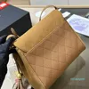 Borsa a tracolla di lusso da donna con pallina d'oro firmata Borsa a tracolla in pelle scamosciata di moda di marca francese 8A Ascelle in vera pelle da donna di qualità