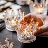 Candle Holders Glass Candlestick Golden Inlay Wind Crown Three-dimensional Glass Candlestick Acrylic UV Gel Painting Pen Holder Manicure Tool YQ240116