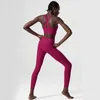 Dames fitness yogaset effen kleur geribbelde tweedelige gymset hoge impact hardloopsportkleding ademende trainingskleding voor dames 240116