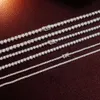 Collana da sposa con catena da tennis con diamanti in moissanite rotonda in oro massiccio 10K 14K da 2 mm 3 mm DEF per uomo donna