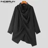 Inderun Men Trench solidny kolor Turtlneck długoterminowy streetwear nieregularny płaszcz ponchos mężczyzn punkowy moda swobodna płaszcza s-5xl 240116